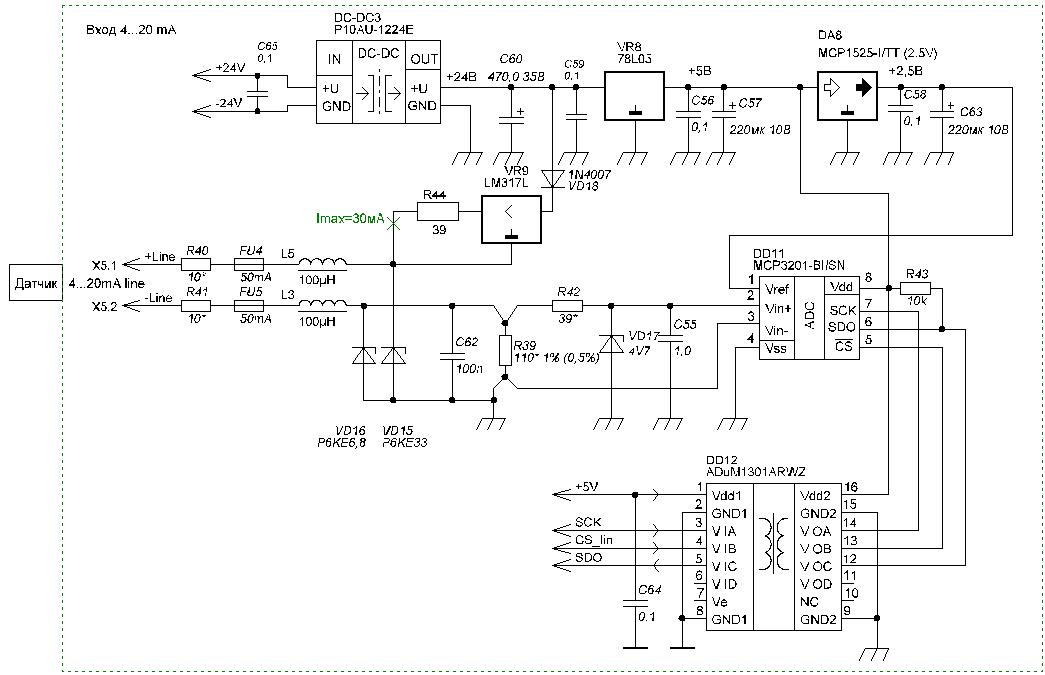 Схема гальваническая развязка 4 20 ма
