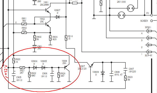 Схема платы кинескопа телевизора